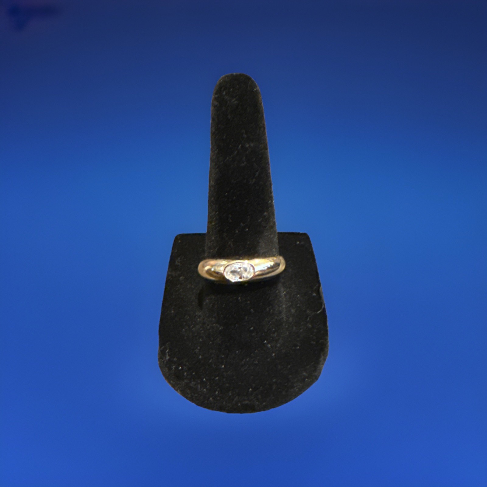 Ring Band CZ 14K Gold Plated Vermeil Over Sterling Silver Size 7