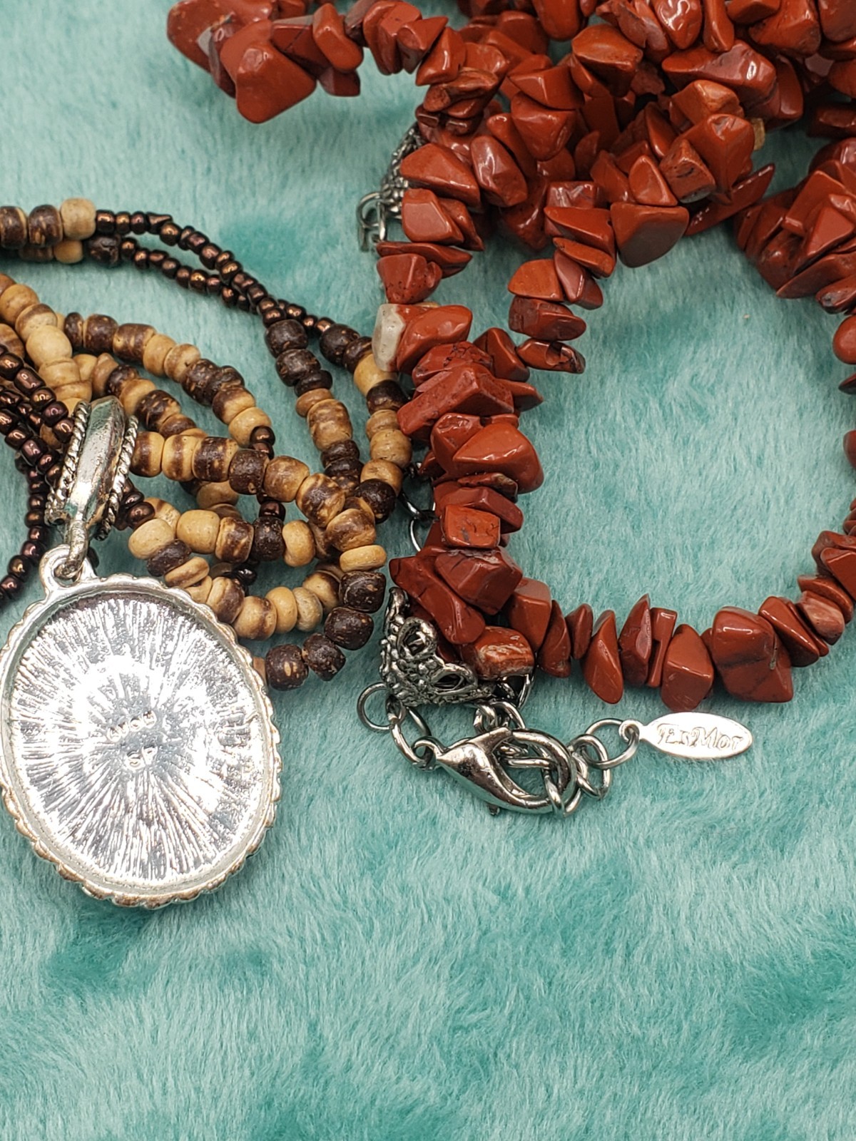 Lot of 5 Artisan Beaded Stone Necklaces Avon Tiger’s Eye EsMor Red Jasper