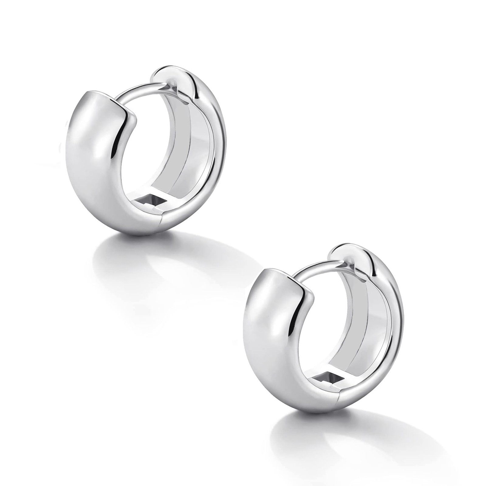 Silver Chunky Hoop Earrings for Women Hypoallergenic Sterling Silver Small Th…