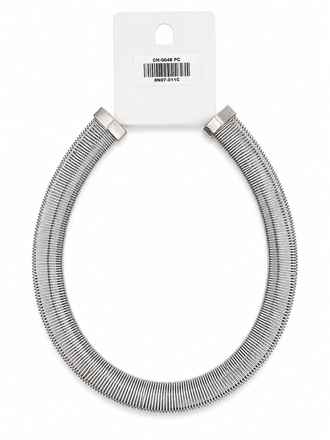 Silver Tone Wide Coil Choker Necklace Statement Collar Fashion Jewelry Women