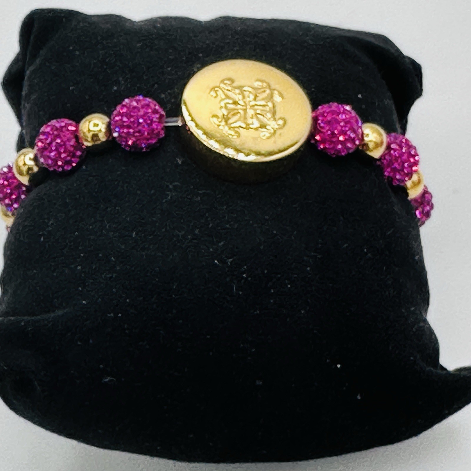 Rustic Cuff Hot Pink Leather Wrap Bracelet Stack Crystal Bead Bracelet Case