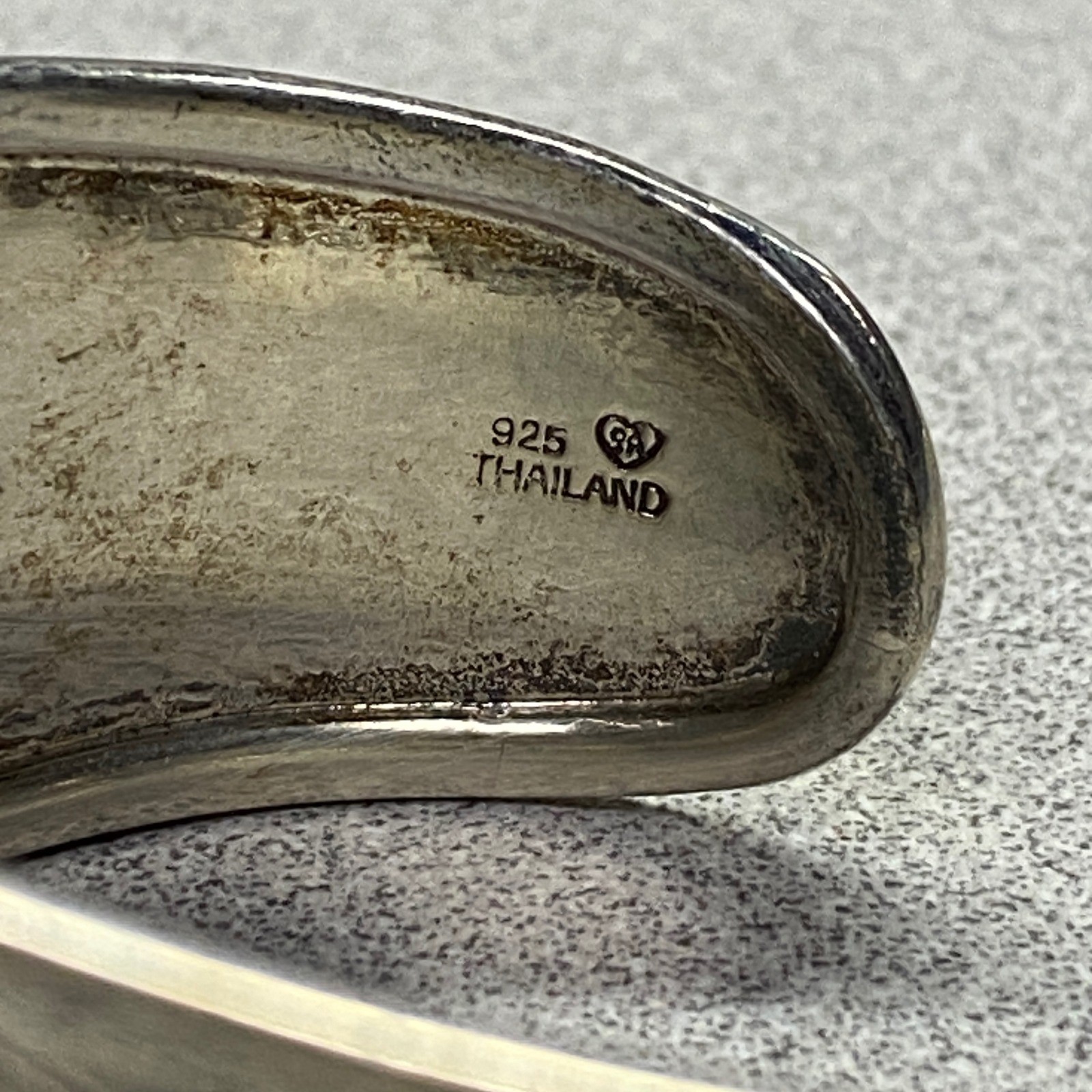 Vintage Sterling 925 Thailand Cuff Bracelet Ornate Floral Scroll Hand Engraved