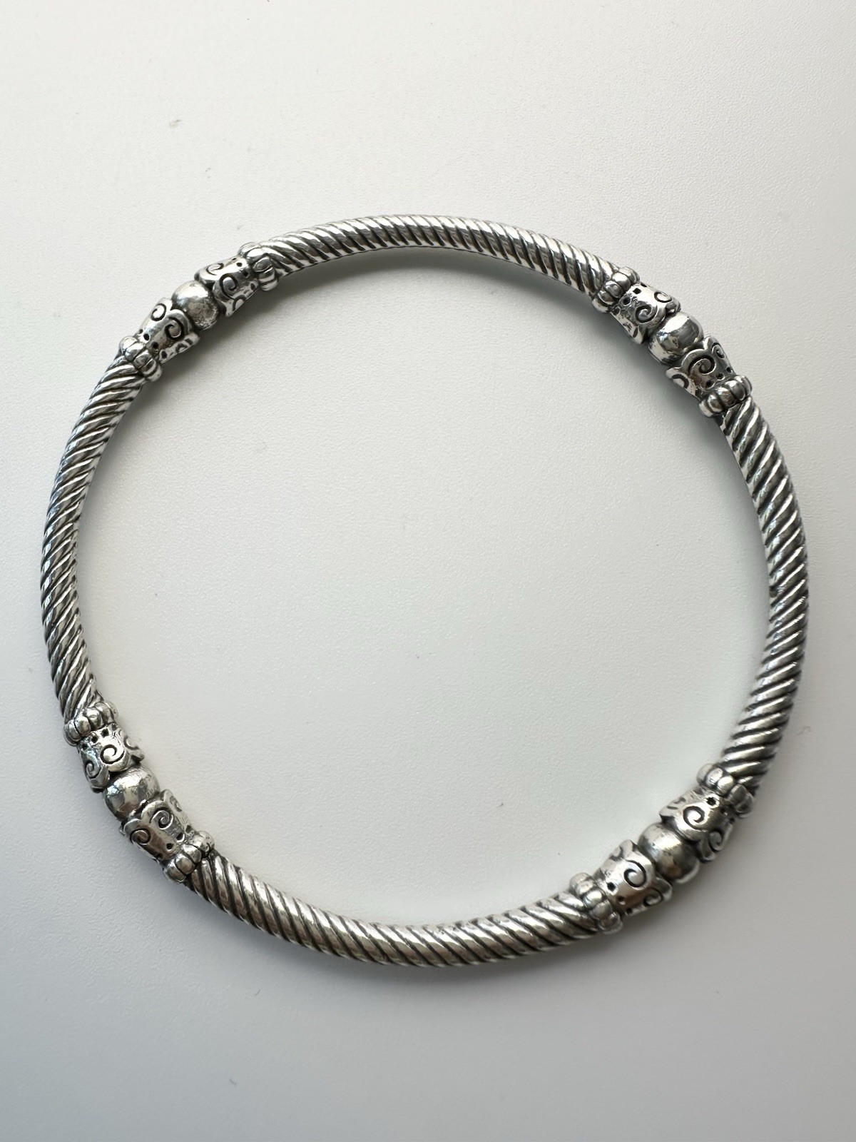 Brighton Cable Bangle Bracelet Silver Plated 8.15”