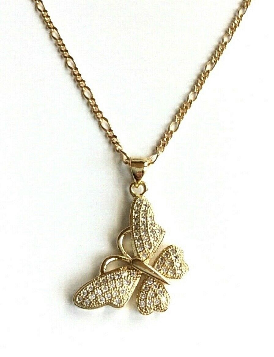 18K GOLD FILLED BUTTERFLY NECKLACE 20″ LONG/CADENA DE MARIPOSA 20″ LARGO-P39-1