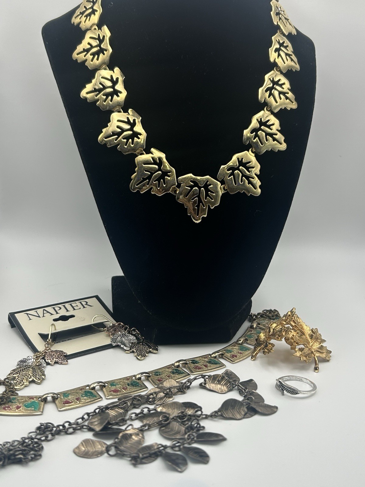 Leaf Jewelry Set Earrings Necklace Bracelets
