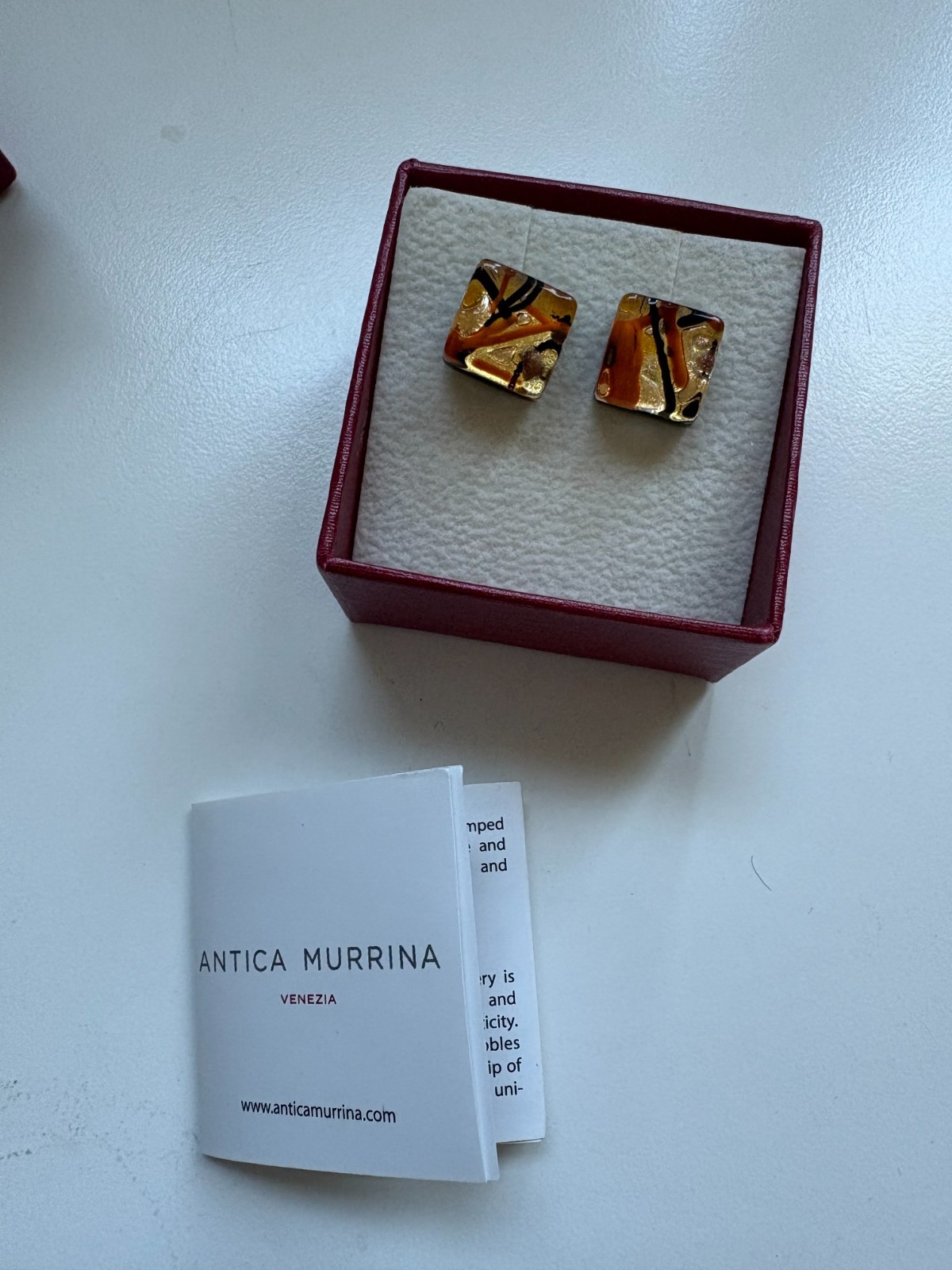 Antica Murrina Venezia Murano Glass Ring Earrings Set Italy Boxed certificate