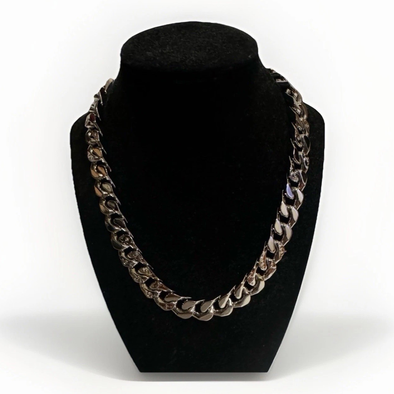 Louis Vuitton VIRGIL ABLOH Silver Cuban Link Chain Necklace Made in Italy MP2770