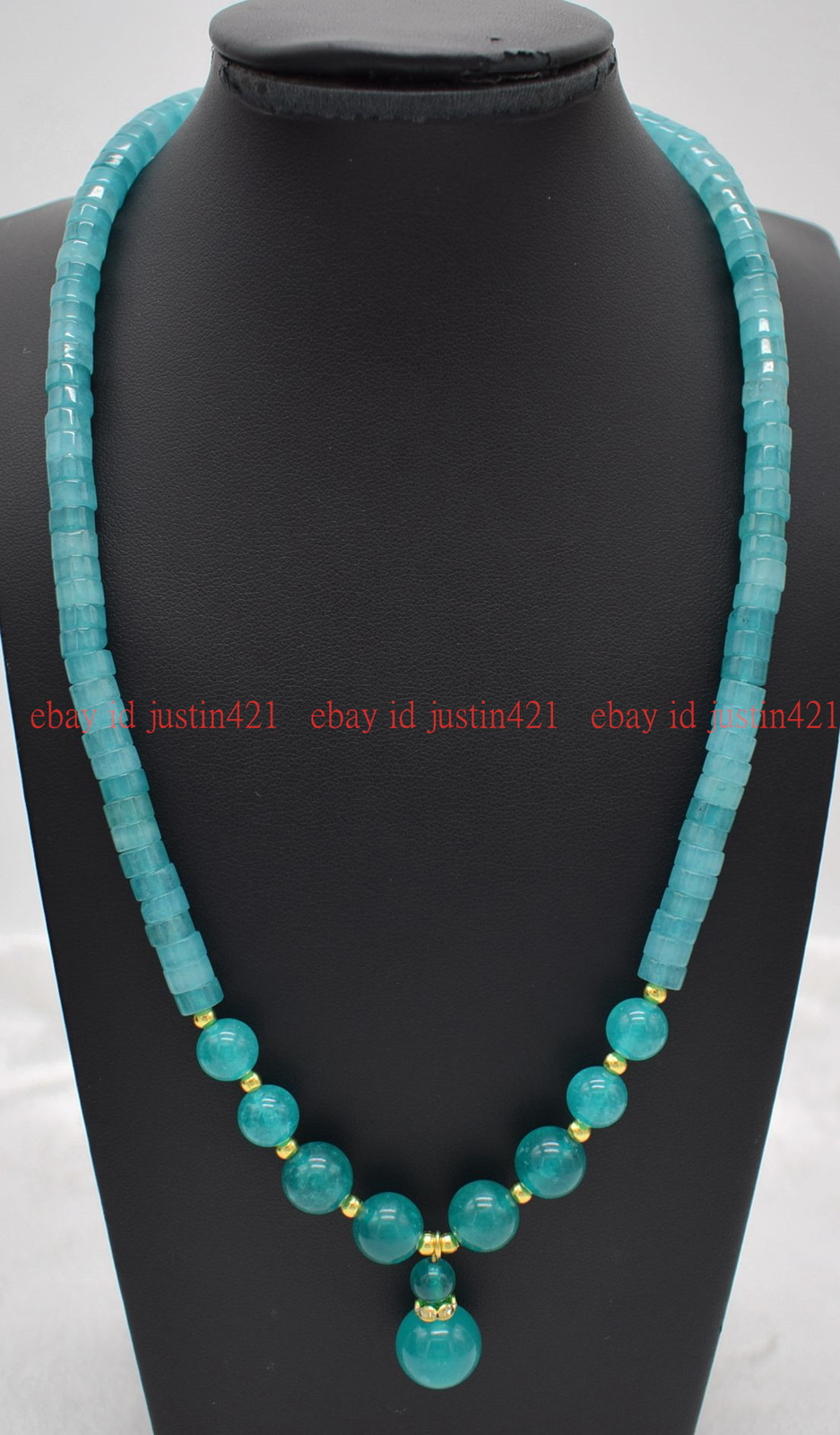 100% Natural 3x6mm Blue Amazonite Rondelle Gems Beads Pendant Necklace 16-28″ AA