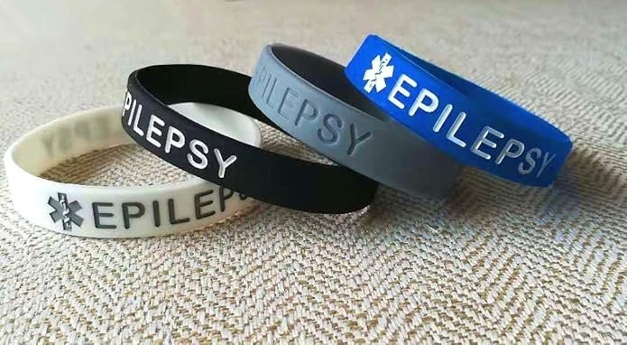 4 Pack Epilepsy Silicone Medical Alert Emergency Bracelet Wristbands for Man …
