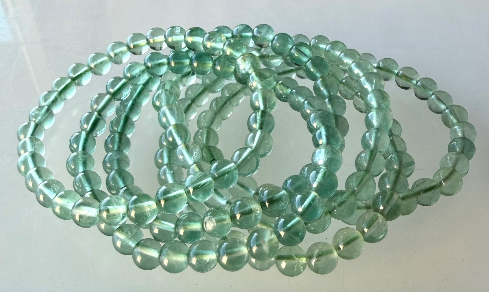 Wholesale 6 Pcs 6mm Green Fluorite Natural Crystal Stretch Bracelet 7.5″