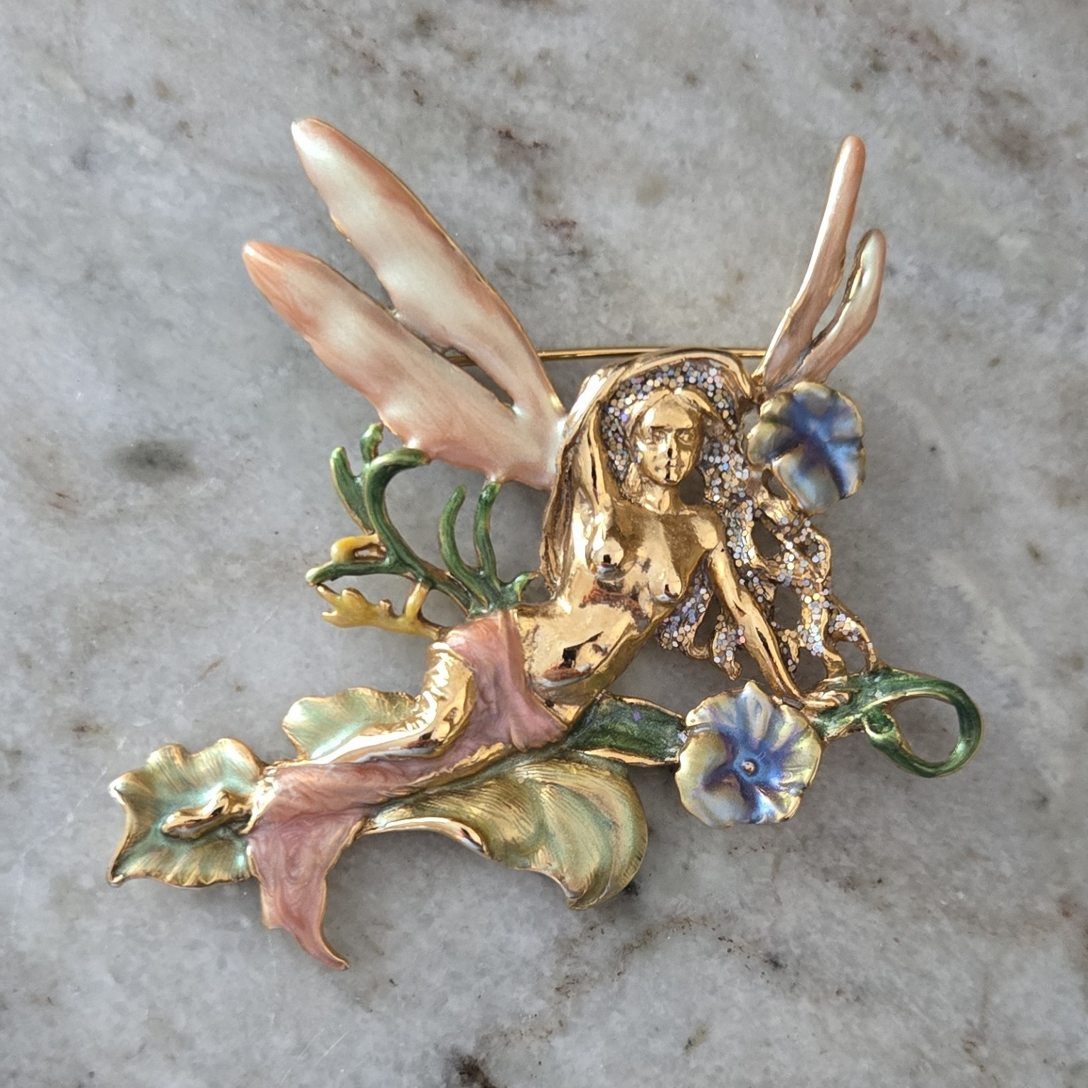 Kirks Folly Morning Glory Fairy Brooch Pin Enamel