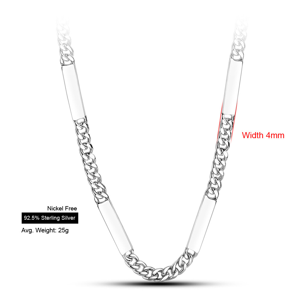 Stunning Sterling Silver Cuban Link Chain Necklace Hip-Hop Punk Rock Men Women