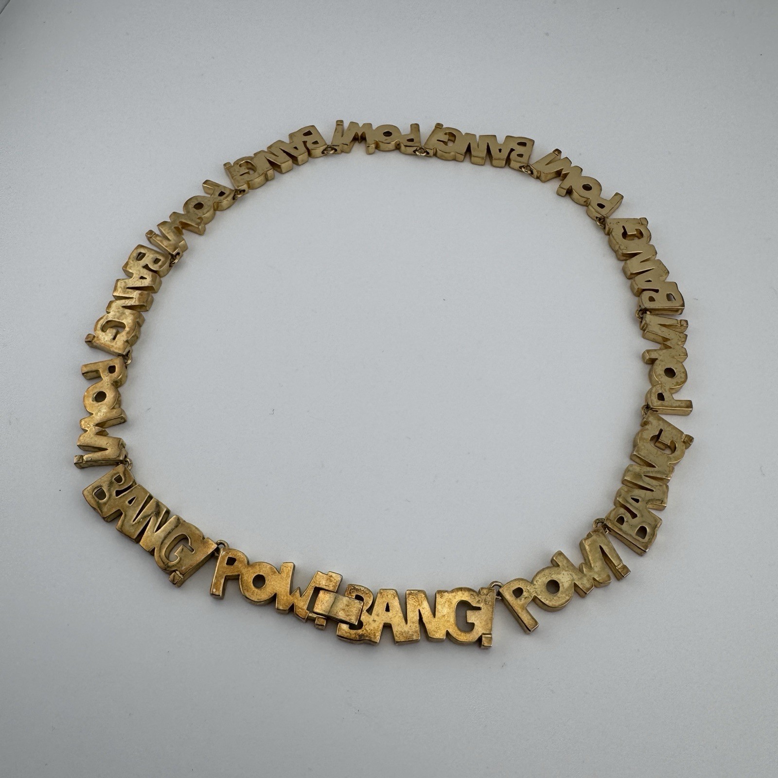 Gold Plated DC Noir Necklace Chain Bang Pow Comic Book