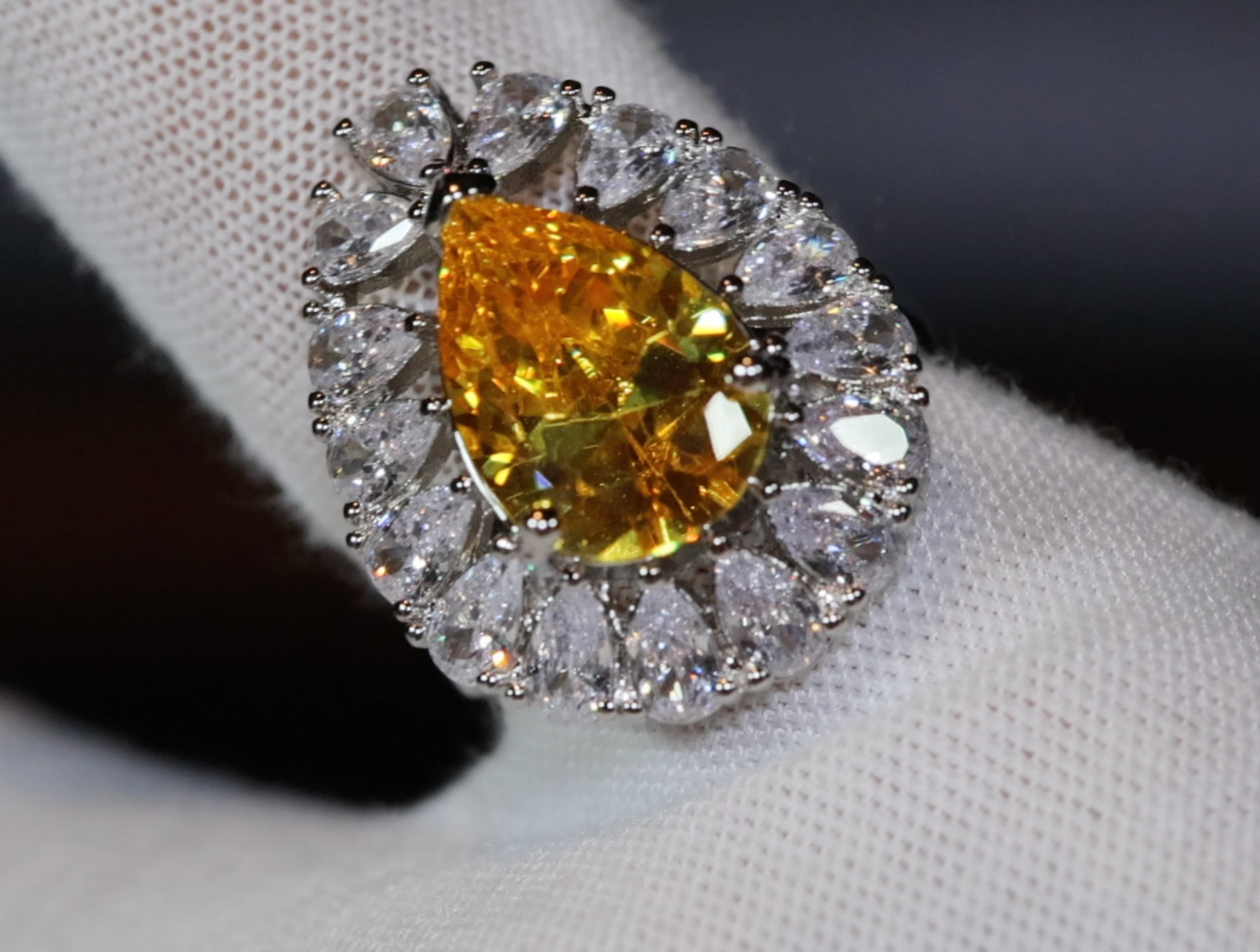 Yellow Diamond Ring, Yellow Simulated Diamond Ring, Yellow Engagement Ring
