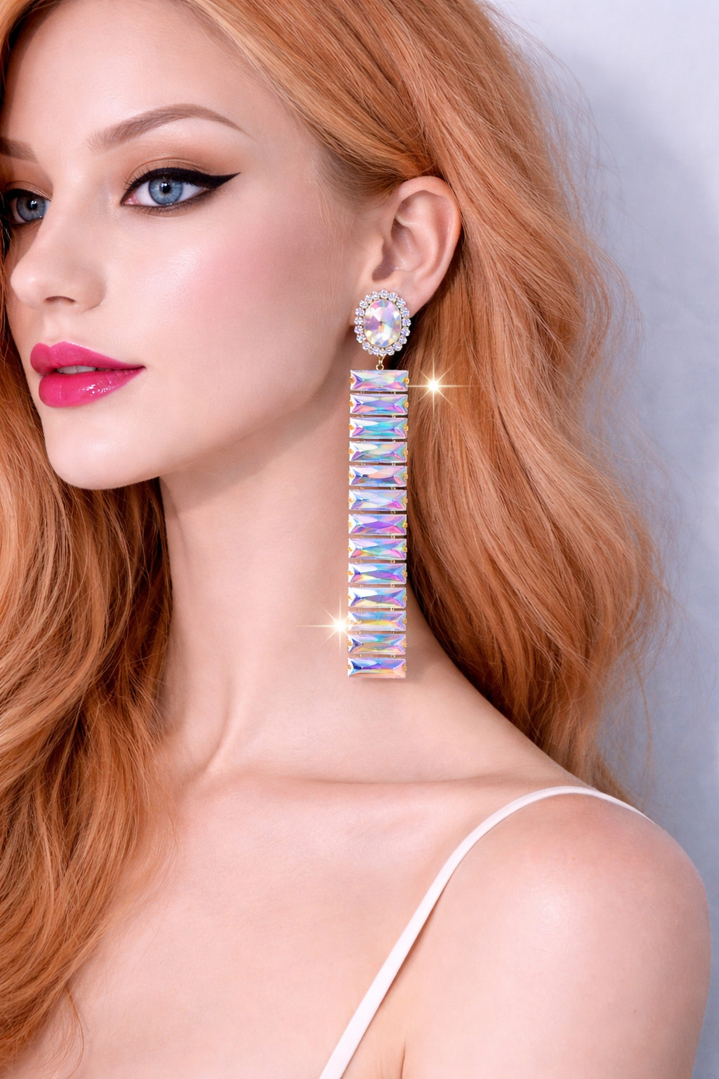 AB Bridesmaid Rhinestone Chandelier Dangle Drop Earrings 5 inch Pageant Jewelry