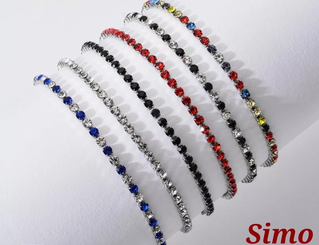 WOMENS MENS TENNIS STYLE ADJUSTABLE STEEL BRACELET WHITE LIGHT SEXY GIFT
