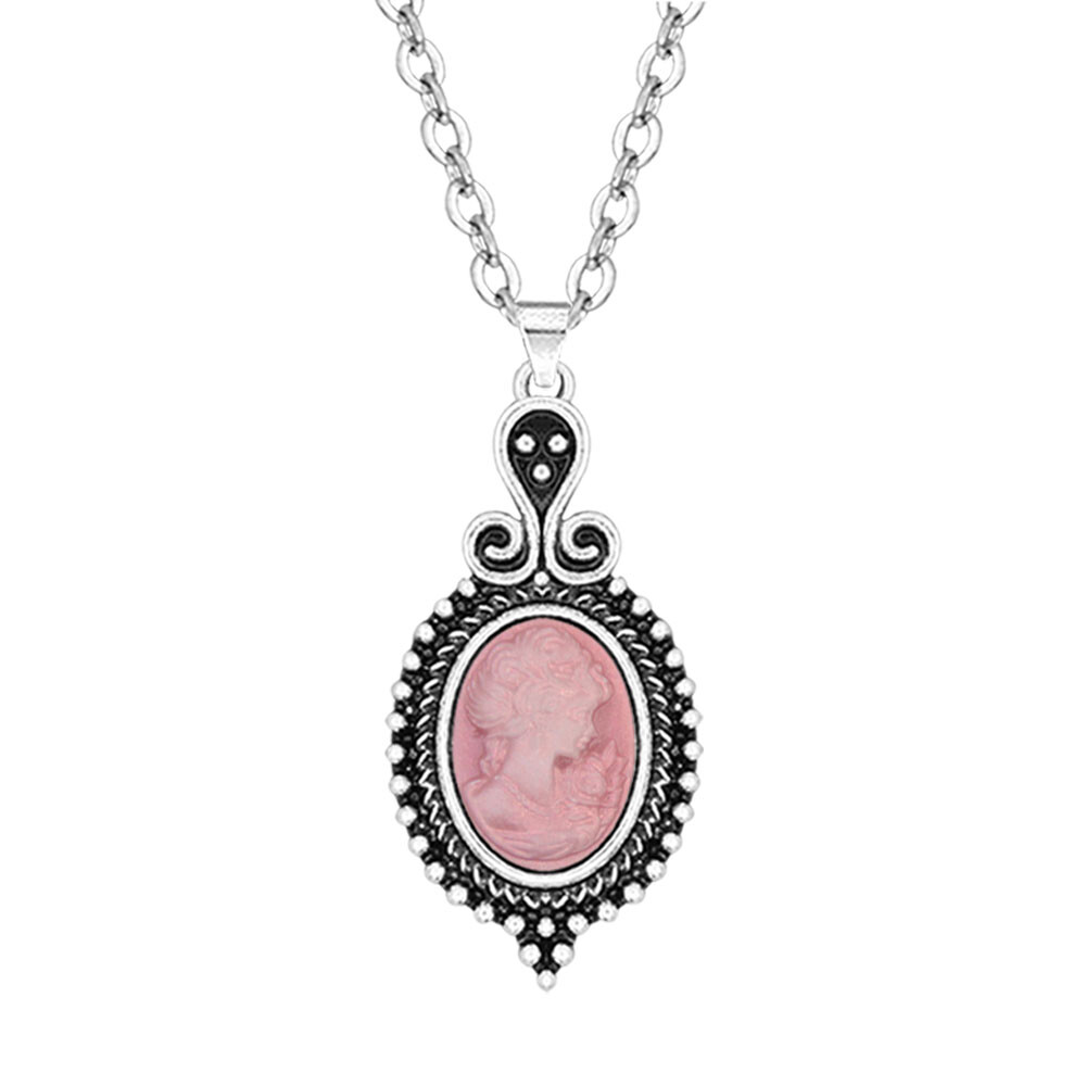 Wholesale 10 pcs Mixed Color Lady Queen Cameo Necklace Flower Pendant Jewelry
