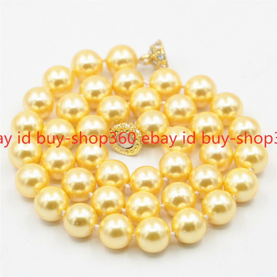 Beatutiful 8mm 10mm 12mm Sea South Shell Pearl Round Beads Necklace 18-36”