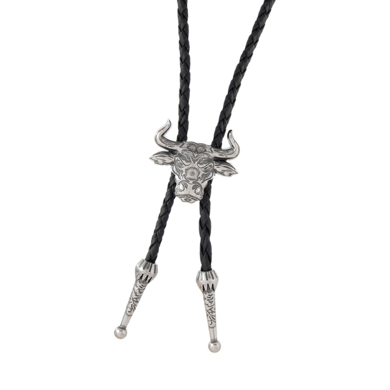 Unisex Necklace Lightweight Metal Cattle Charm Durable PU Leather Rope Accessory