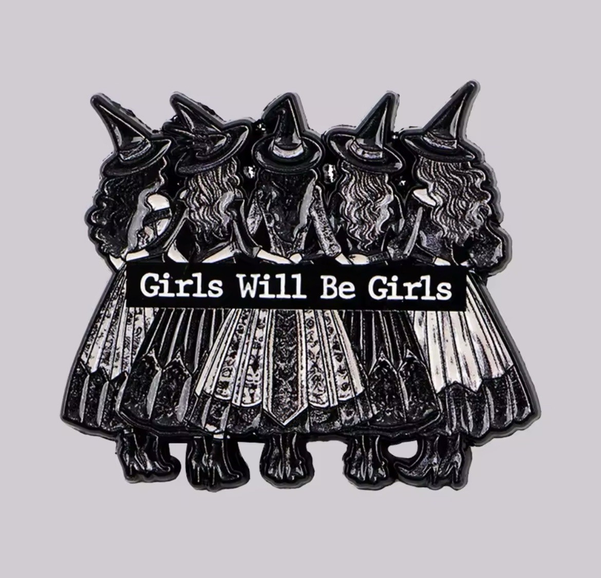 Witches Style 1pc Rubber Pin Backer Girls Will Be Girls Witchy Pin FREE SHIPPING