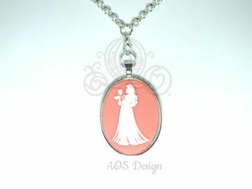 Sleeping Beauty Aurora Pendant Necklace, Pink Cameo Jewelry