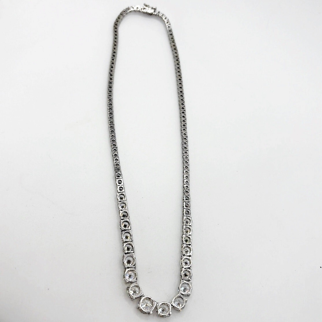Rhodium and Silver Plated Gradient Zirconia Tennis Necklace 16”