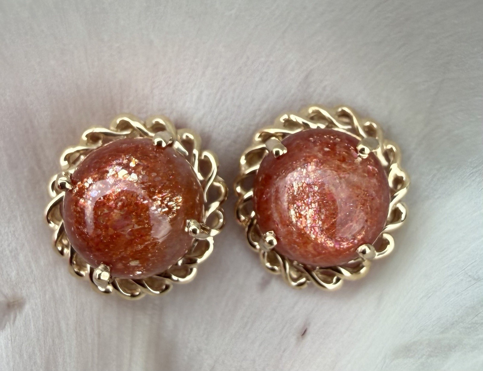 10K Gold Natural Sunstone Earrings – 8.00 CTW