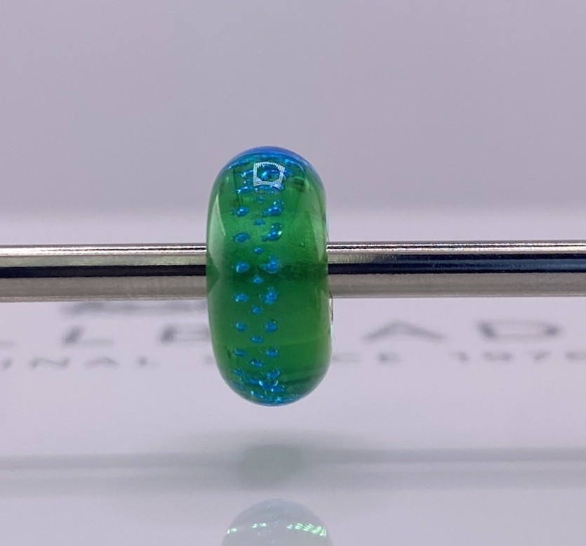 Trollbeads Green Silver Trace Bead