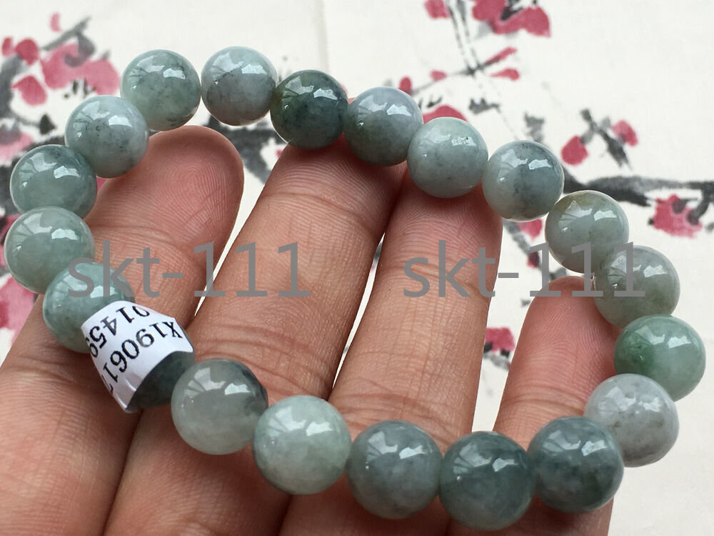 Certified natural A grade jade jadeite 10mm Round elastic jade bracelet AAA