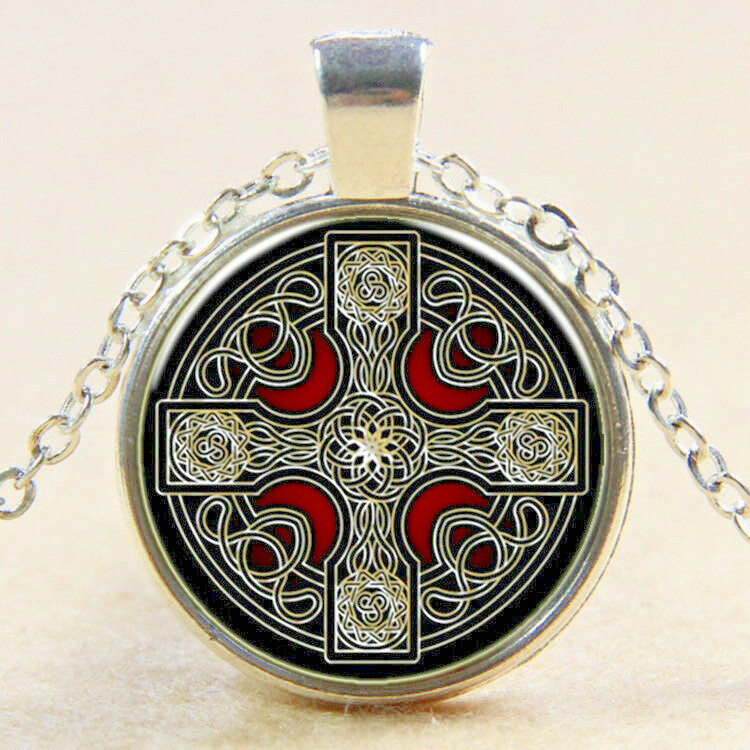 CELTIC CROSS IRISH KNOT PAGAN Pendant 18″ plated Sterling Silver 925 necklace