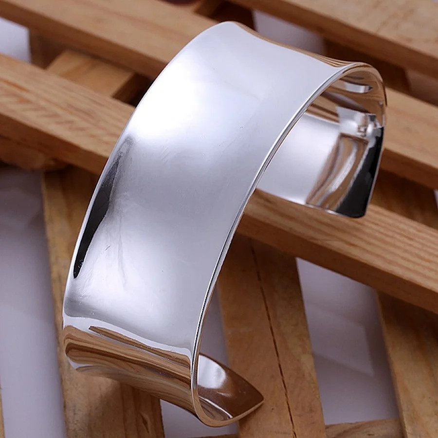 925 Sterling Silver Bracelet High Quality Fashion Women Solid Lady Bangle Jewelr