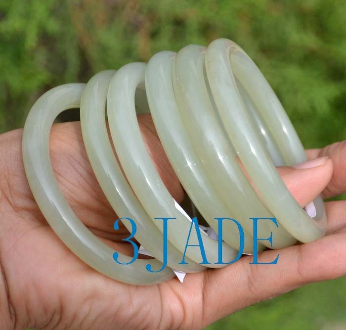 60.5mm Natural White Nephrite Jade Bangle Bracelet w/ certificate