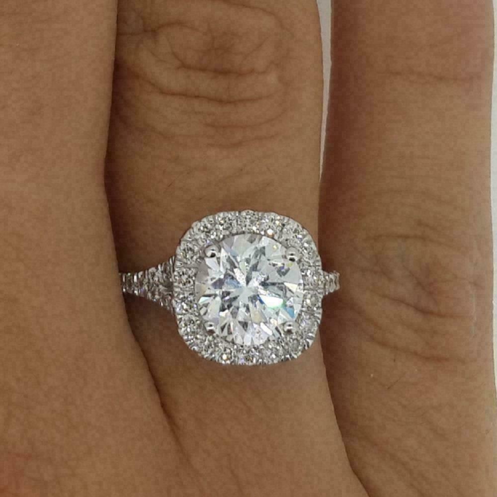 2.50Ct Simulated Diamond Engagement Ring 14k White Gold Plated Silver