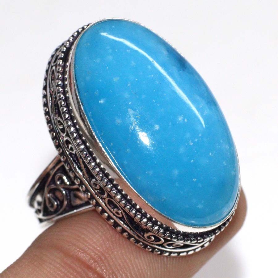 925 Silver Plated Hememorphite Jewellery Ring Handmade Gemstone Size Us 10.5 JW