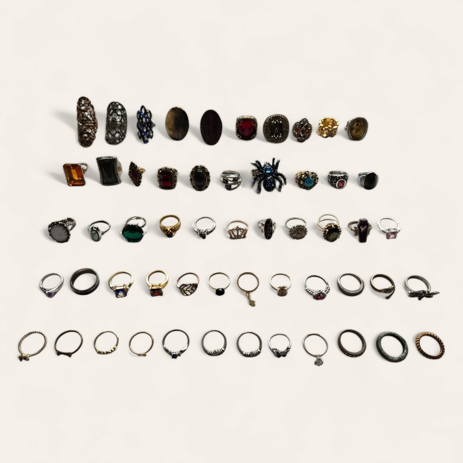 Huge Lot 55 Pc Mixed Rings Vintage to Modern Estate Jewelry Assorted Styles #02