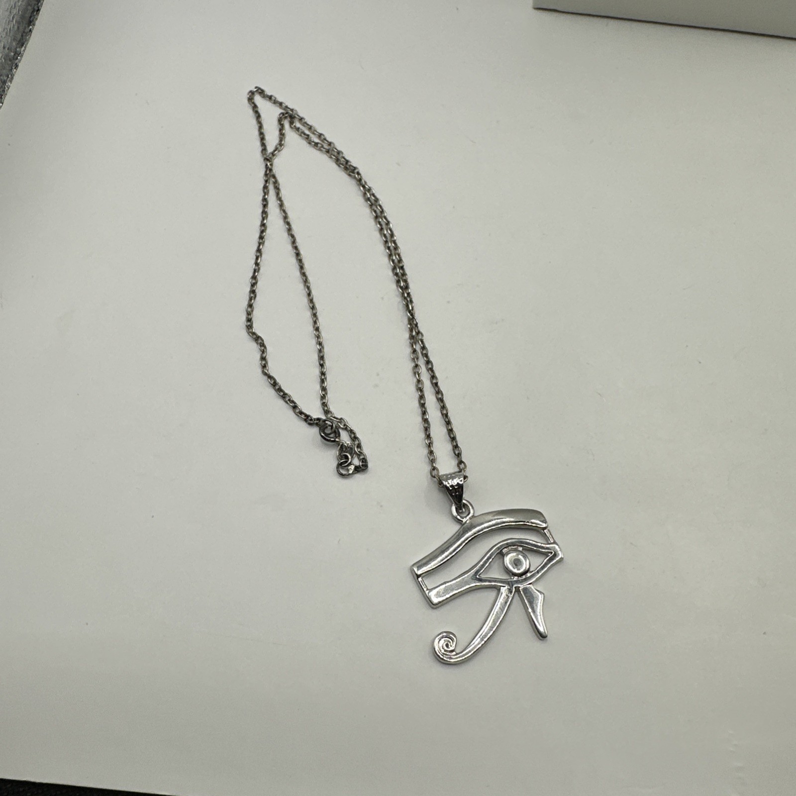Silver Plated Egyptian Egypt Eye OF Horus RA 20” Chain Pendant Sterling Necklace