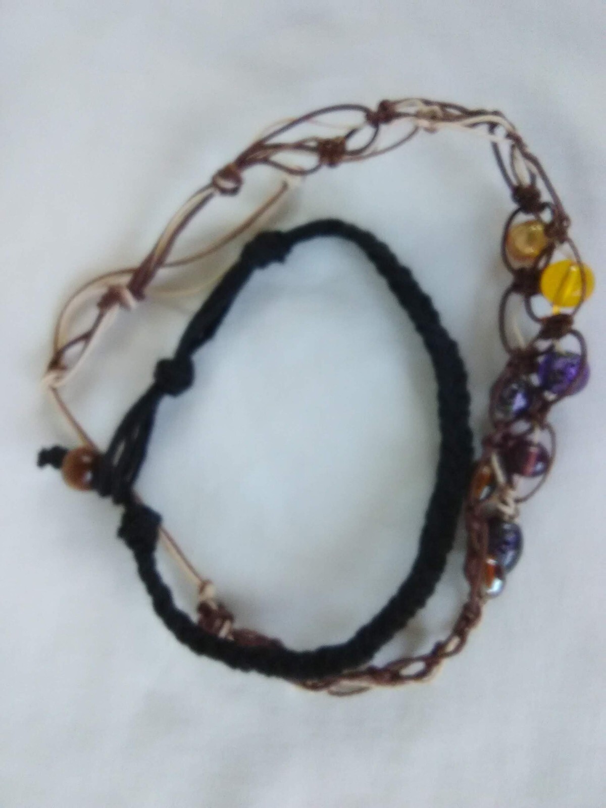 2 lot 16″ Necklace 11″Anklet Convertible Hemp Adj Unisex ” Boho USA Seller New