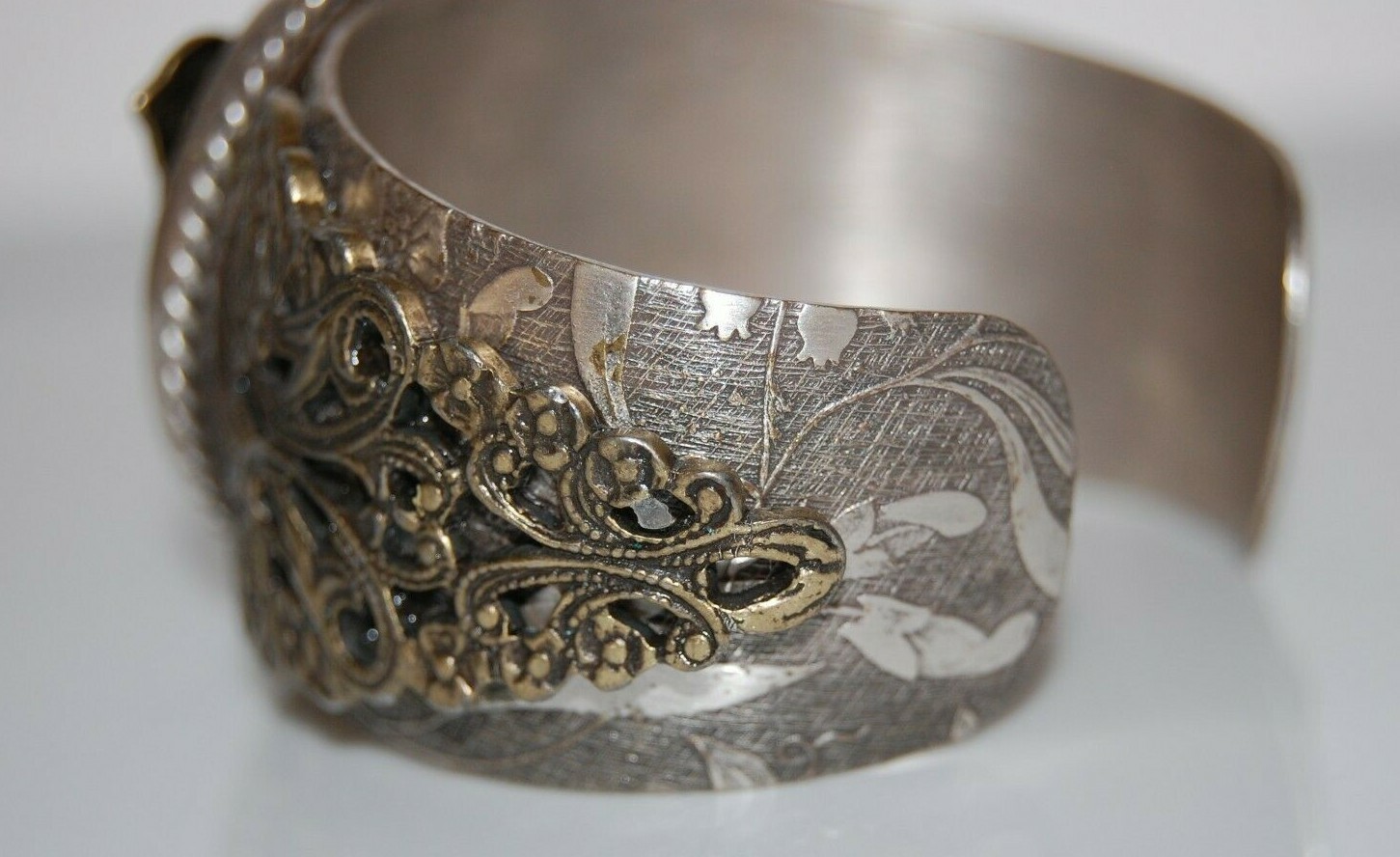 Large Bold Sweet Romance Couture Enamel Butterfly Art Noveau Style Cuff Bracelet