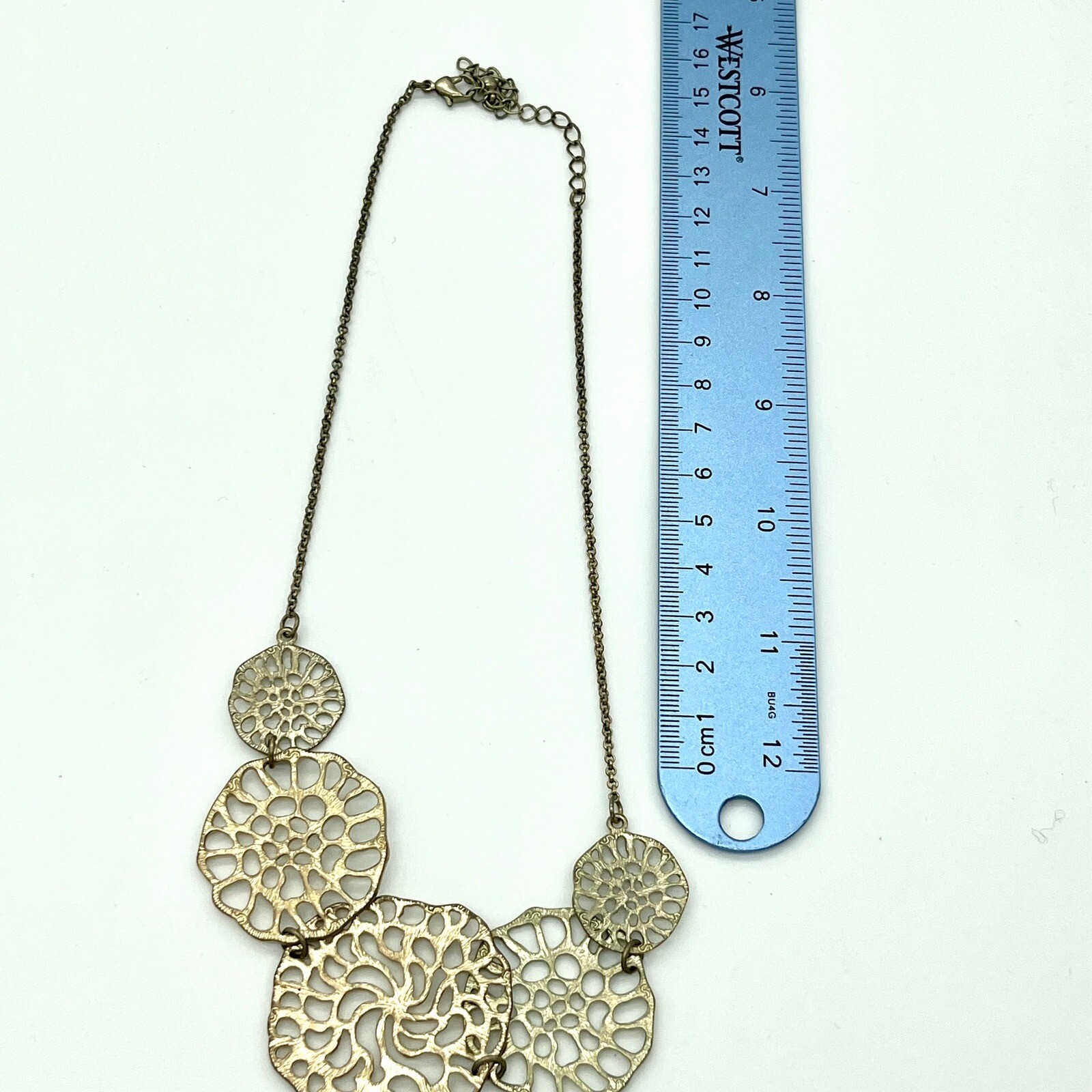 Statement Necklace Gold Tone Disc Medallion Chain Fashion Jewelry Filigree
