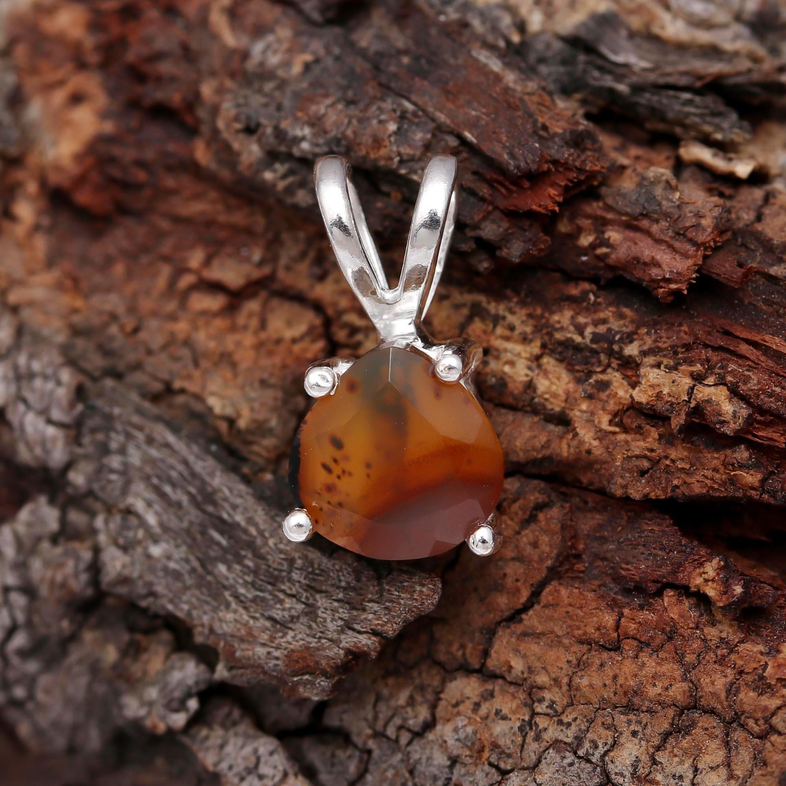 Natural Montana Agate Pear Pendant 925Sterling Silver Minimalist Jewelry For Her