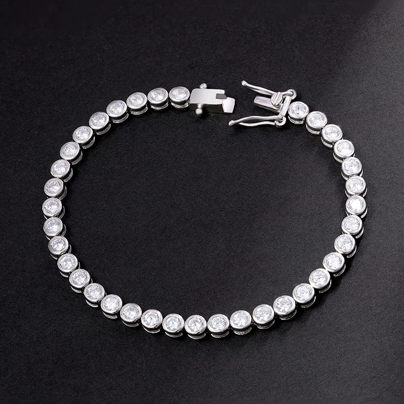 Full Moissanite S925 Sterling Silver Bubble D Color Tennis Bracelet Fine Jewelry
