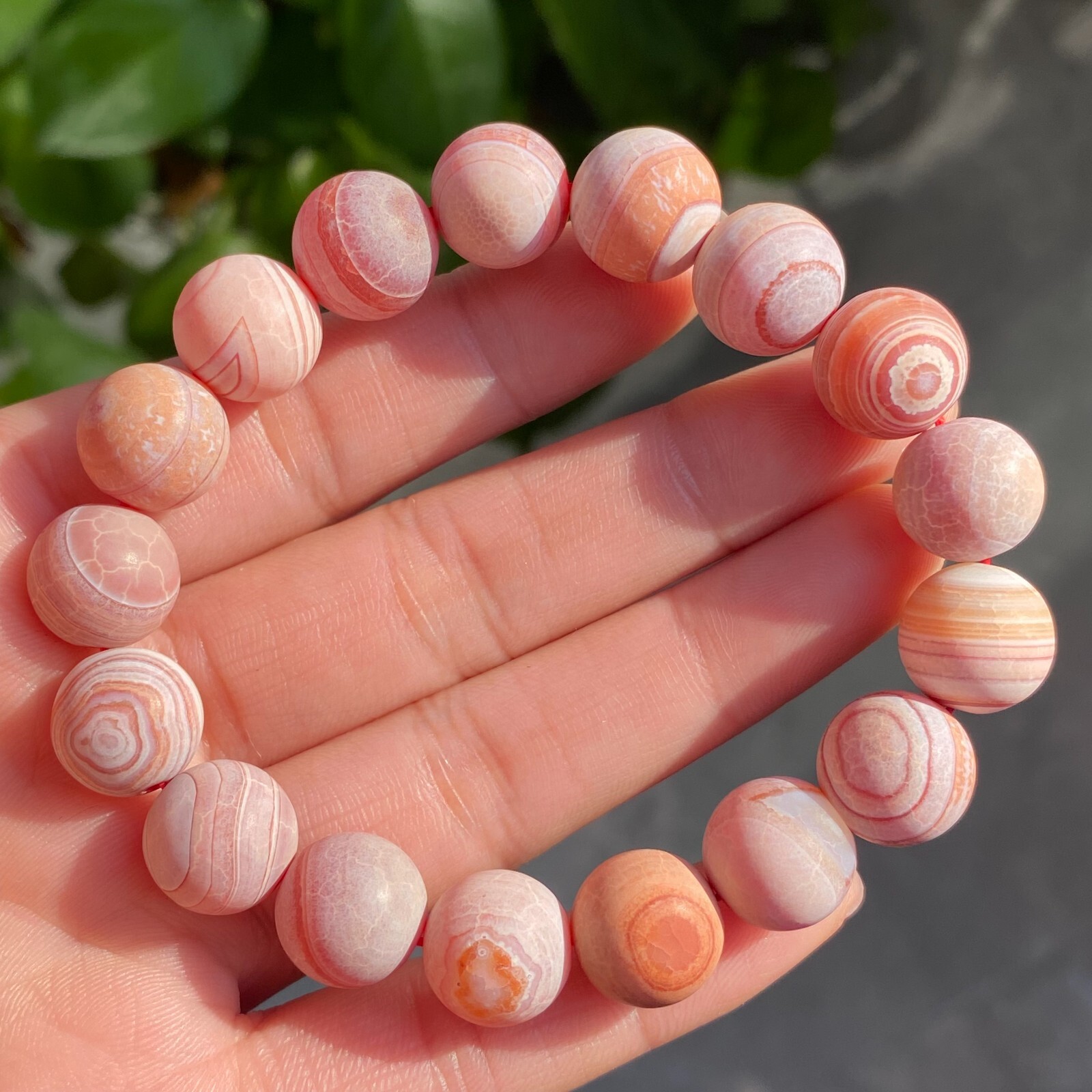12mm Natural Red Gobi Agate Eyes Madagascar stone Bracelet (not polished) C1527