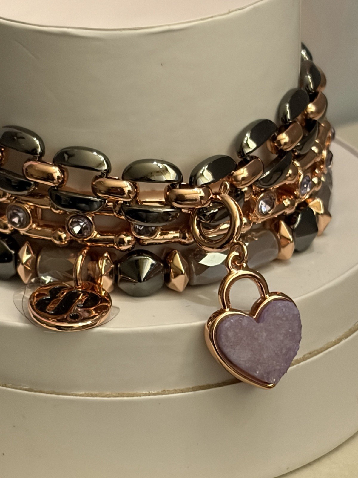 Bomb Party Spring Stack ST59594 You’ve Stolen My Heart Genuine Druzy RG & Hema