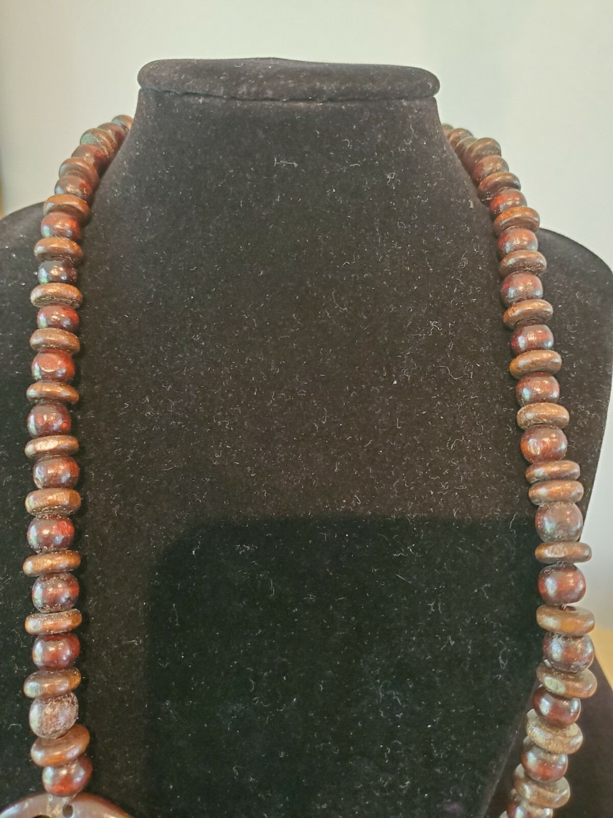 3-Strands Wood & Plastic Disc /Beads Necklace
