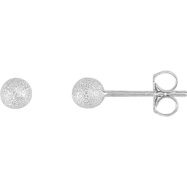 .925 Sterling Silver Round Stardust Ball Friction Post Stud Earrings w/Backs