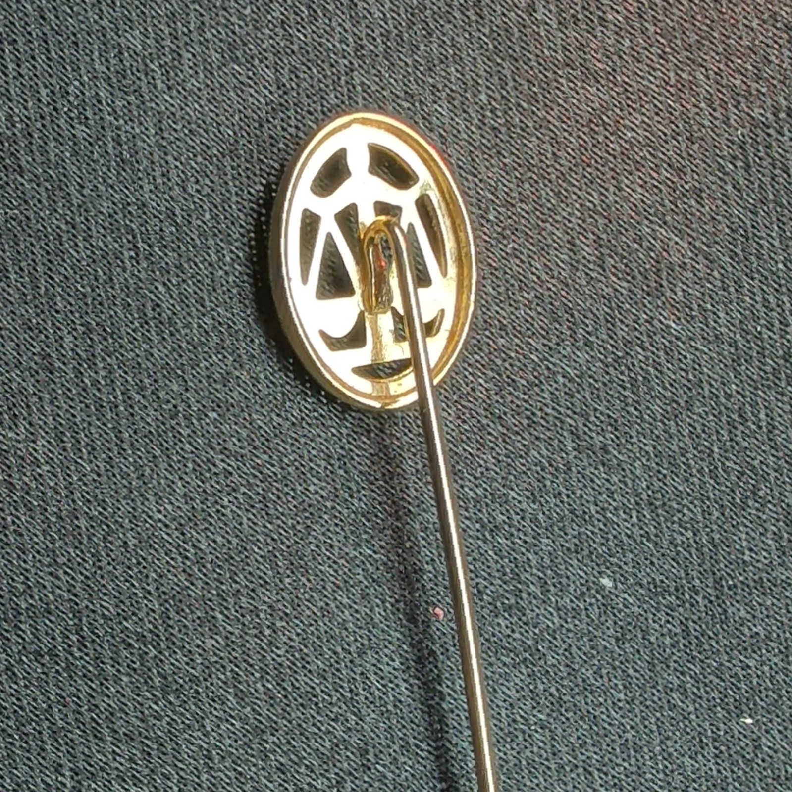 Gold Tone Metal Oval Monogram Initial Letter Stick Pin, No Stones
