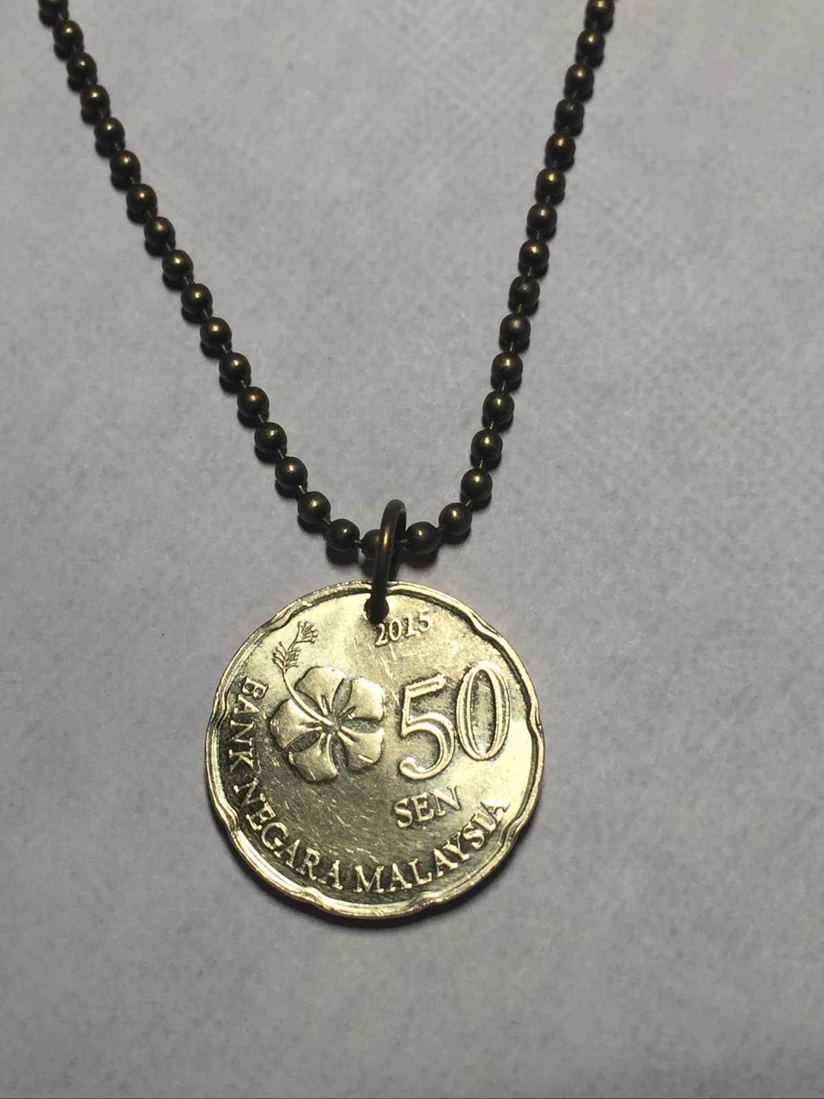Malaysia 50 Sen Coin Pendant Necklace