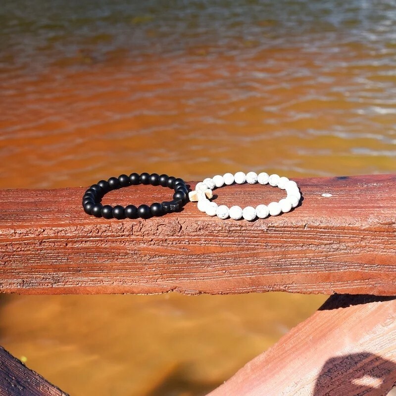 Charm Natural Stone Bracelet Cross Black Lava Matte Beaded Bracelets Handmade