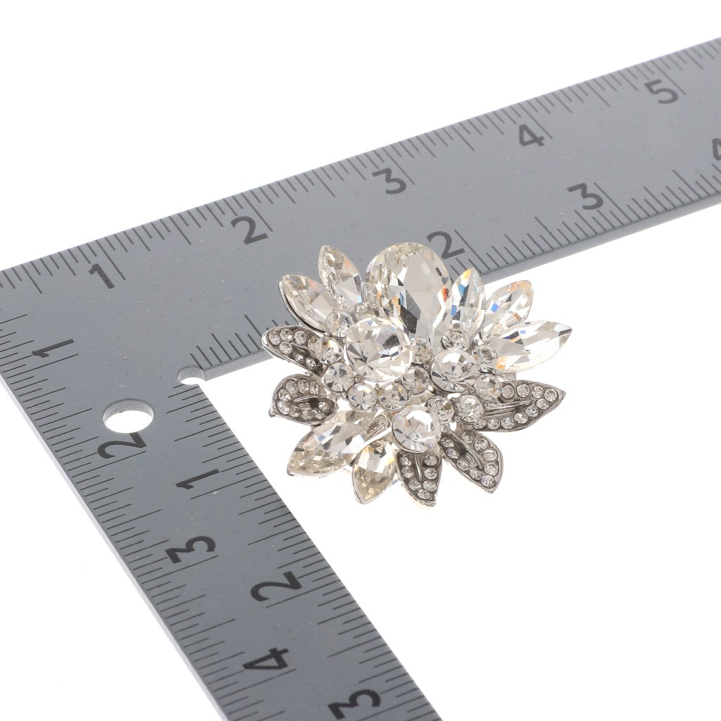 Silver Tone Alloy Metal Crystal Rhinestone Clip-On Earrings ER2665-SCL