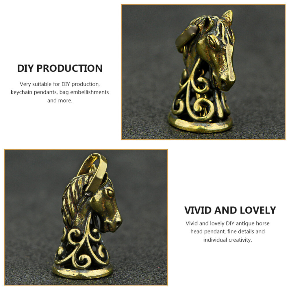 Vintage Horse Cast Iron Brass Bell Antique Pendant Keychain Bronze